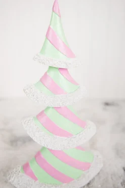 Decorator's Warehouse Christmas Accents^11.6” Resin Pastel Peppermint Layer Tree