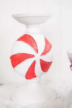 Decorator's Warehouse Christmas Accents^9” Resin Peppermint Candy Candle Holder