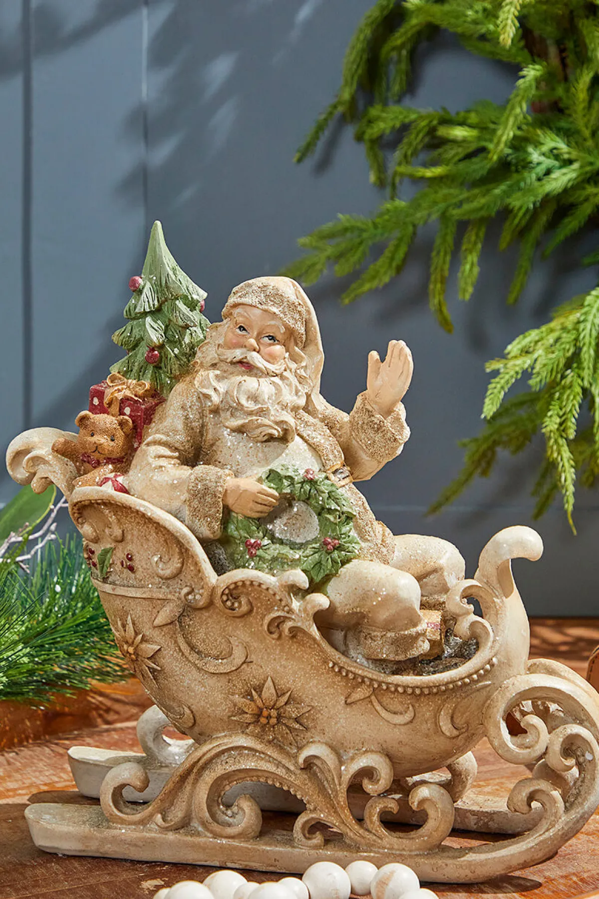 Decorator's Warehouse Christmas Accents^12" Resin Santa In Sleigh