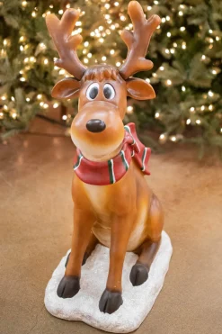 Decorator's Warehouse Christmas Resin^38" Resin Sitting Whimsical Reindeer