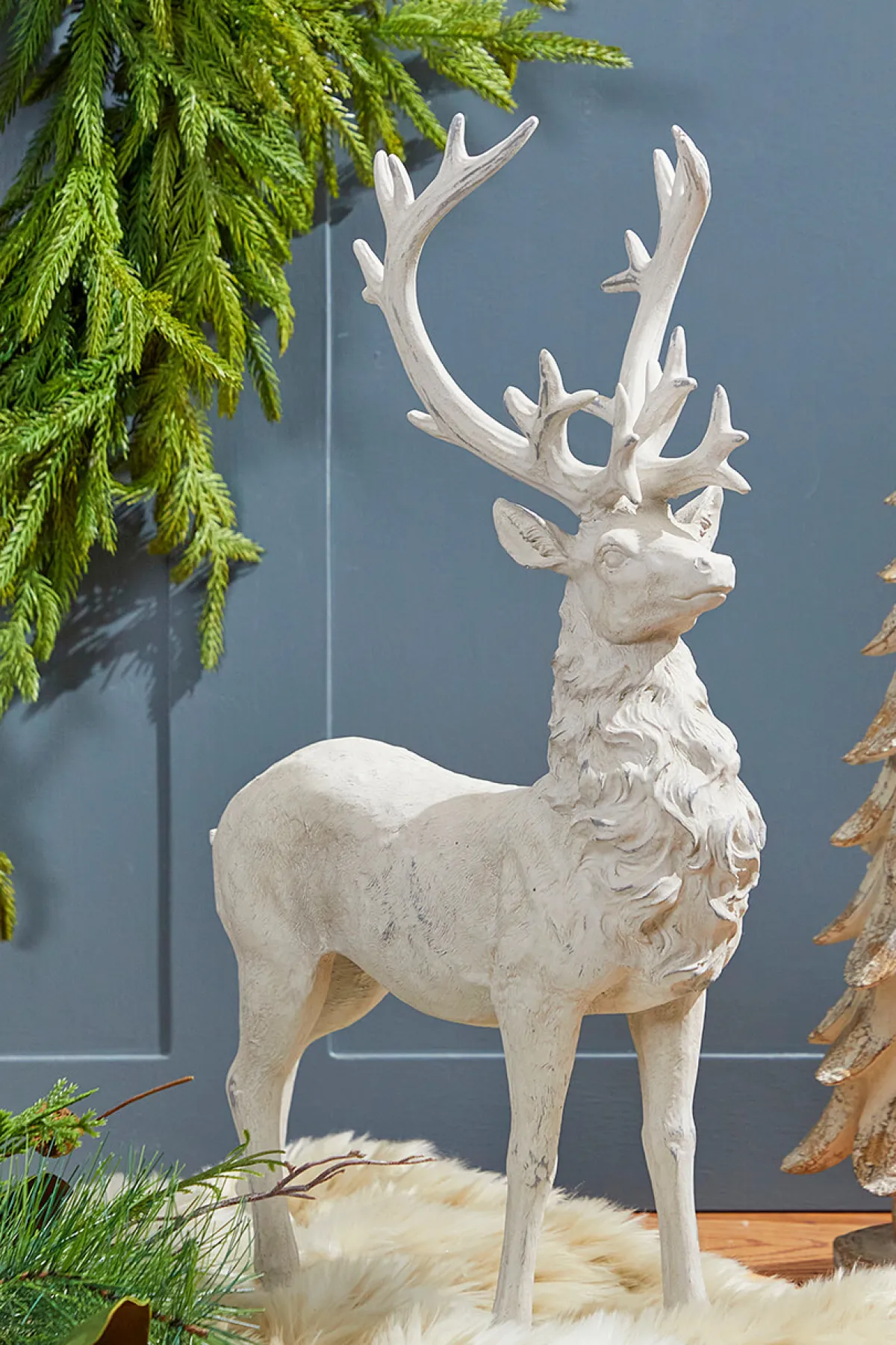 Decorator's Warehouse Christmas Accents^20.5" Resin Standing Whitewash Reindeer