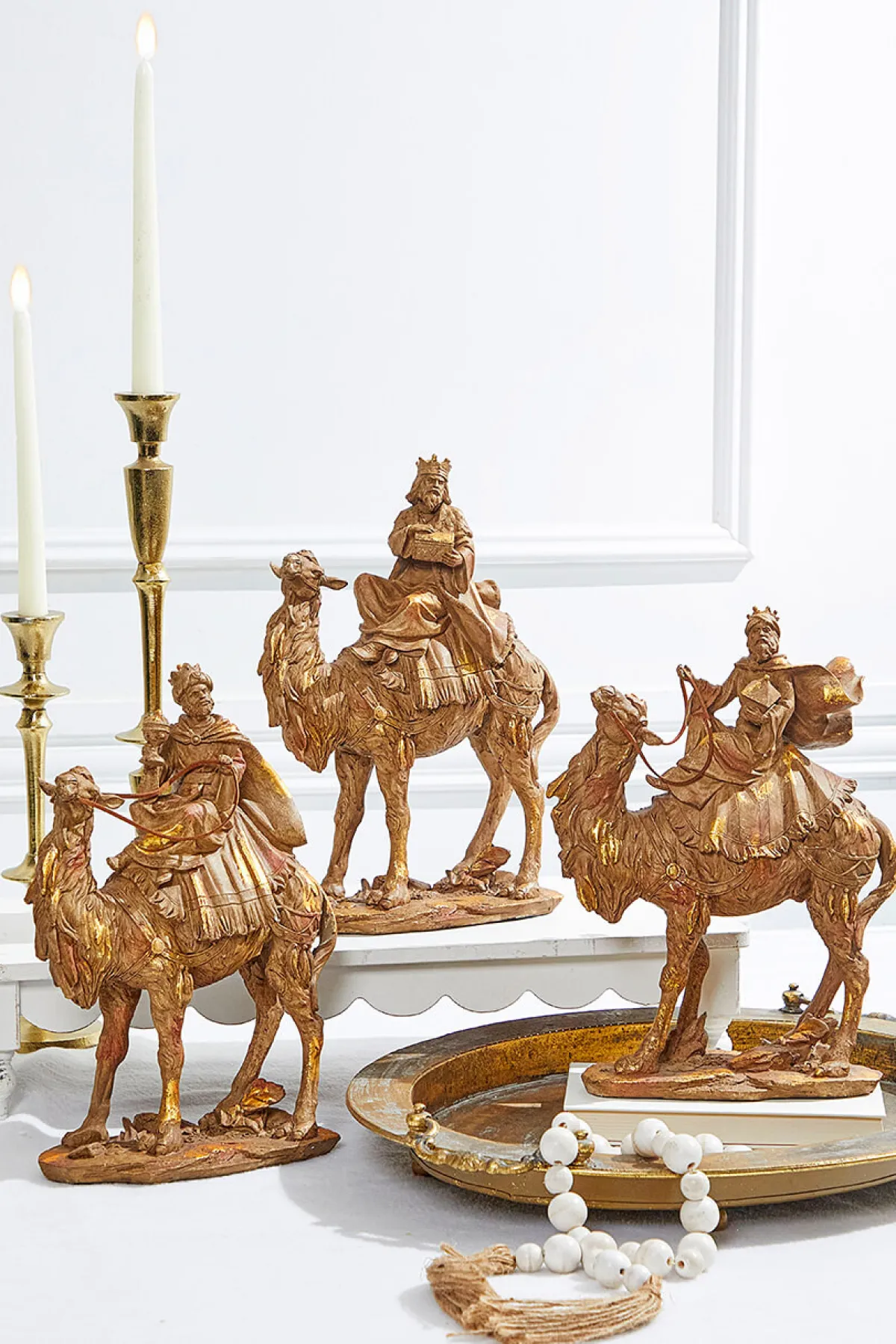 Decorator's Warehouse Christmas Accents^13" Resin Three Kings On Camels - Set Of 3