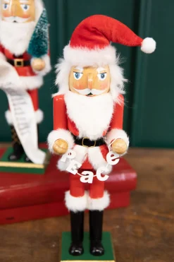Decorator's Warehouse Christmas Accents^15" Santa Nutcracker With Peace Garland