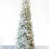 Decorator's Warehouse Christmas Trees|Christmas Trees^9' Snowcrest Pencil Pine Artificial Christmas Tree With 700 Color-Changing Lights