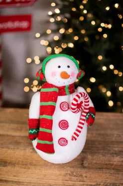 Decorator's Warehouse Christmas Accents^15” Snowman With Candy Cane