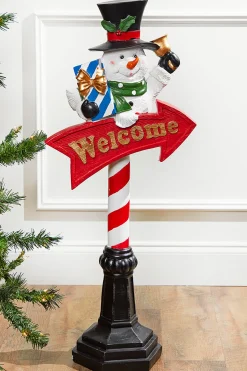 Decorator's Warehouse Christmas Resin^36” Snowmen With Welcome Sign
