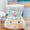 Decorator's Warehouse Christmas Accents^5.5” Teal Resin Pastel Candy Nutcracker Candle Holder