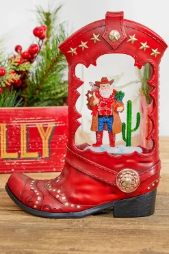 Decorator's Warehouse Christmas Accents^10" Western Cowboy Boot Water Globe