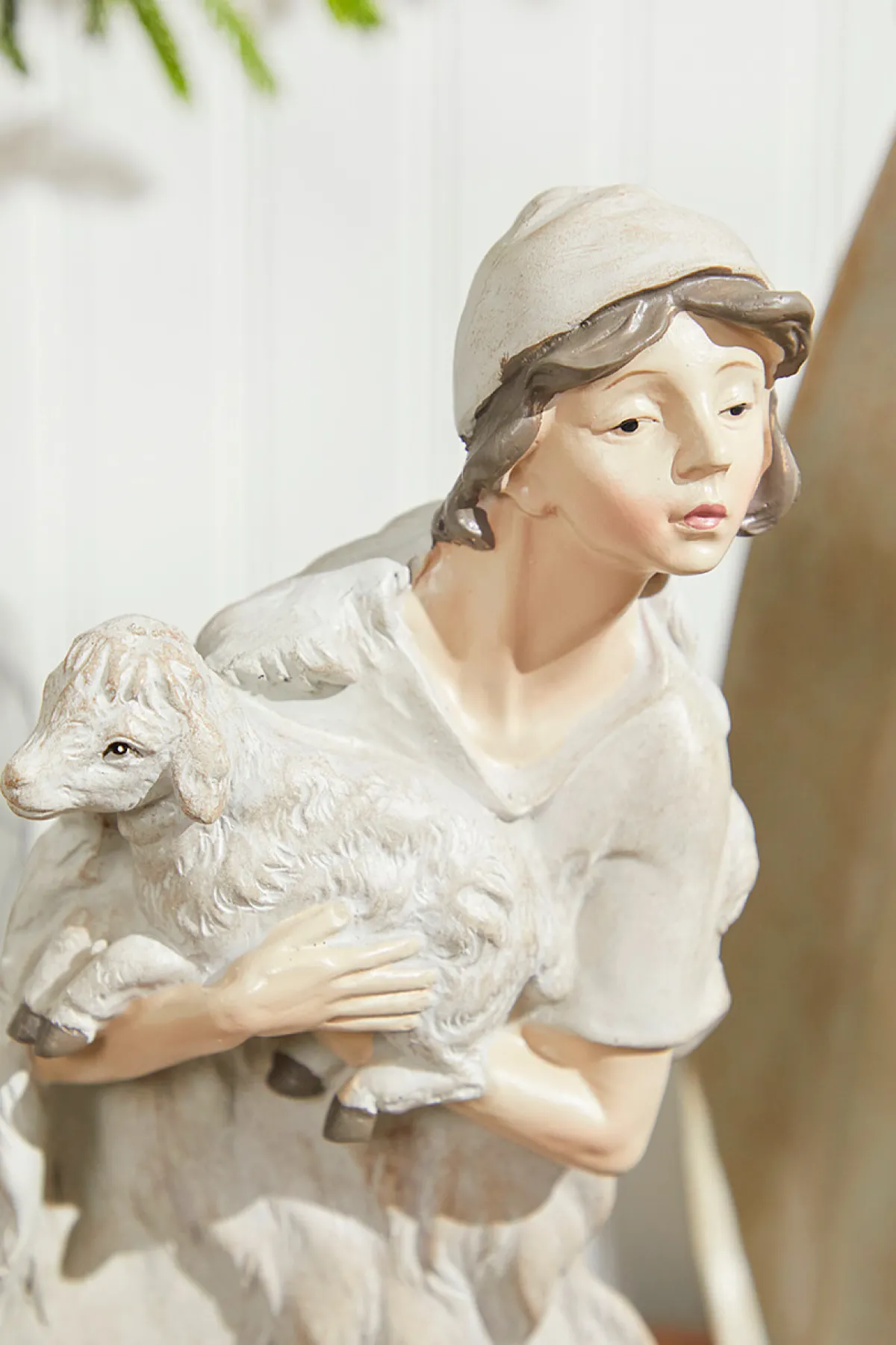 Decorator's Warehouse Christmas Accents^7-18" Whitewash Nativity With Gold Trim - Set Of 9