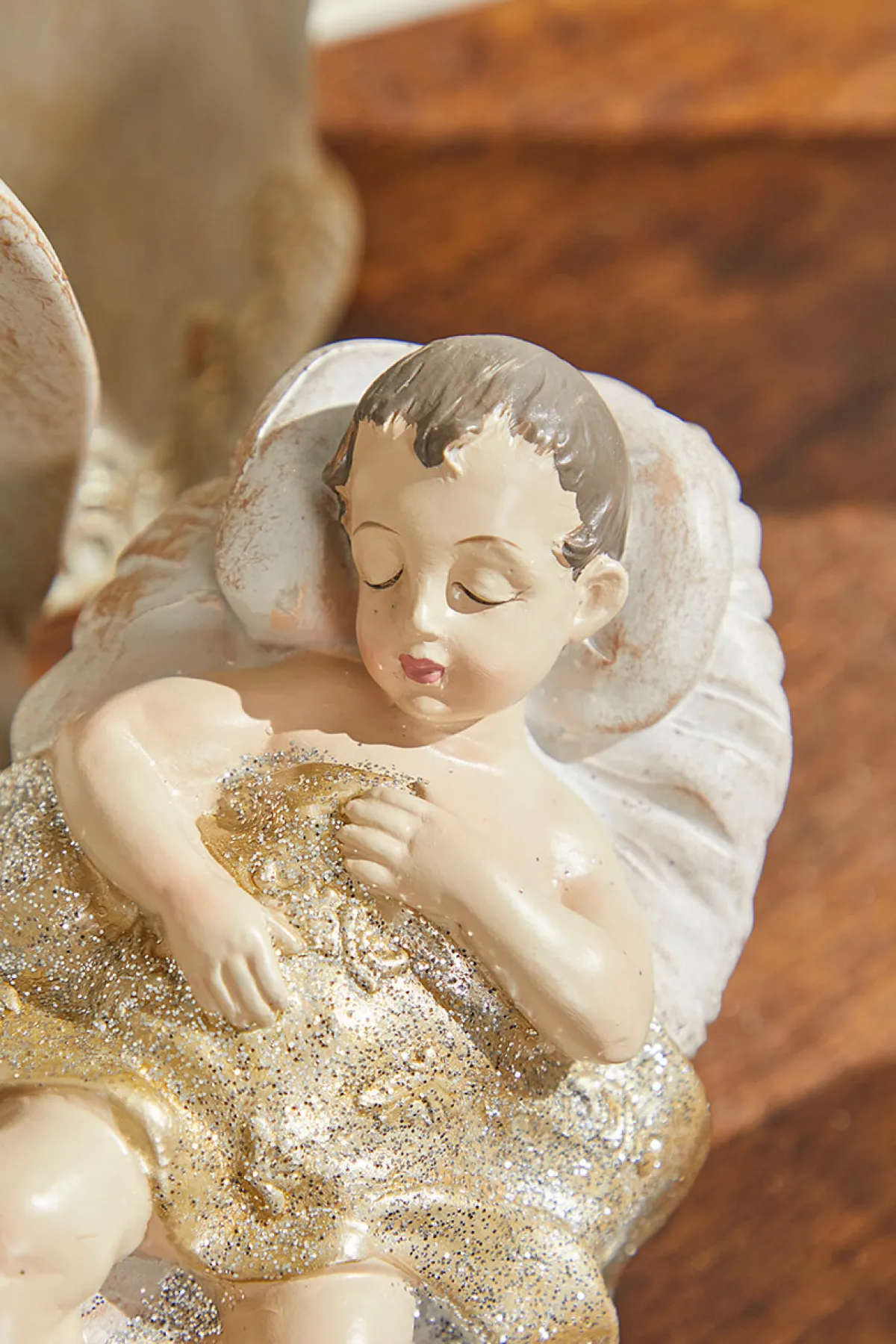 Decorator's Warehouse Christmas Accents^7-18" Whitewash Nativity With Gold Trim - Set Of 9
