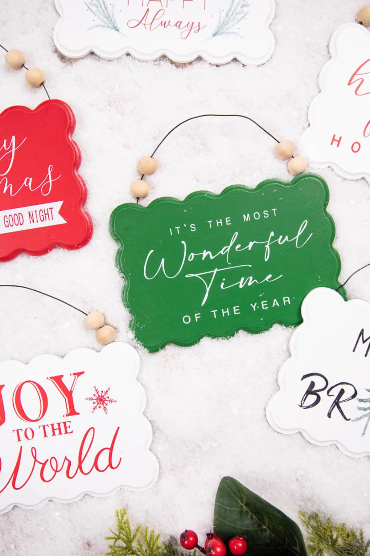 Decorator's Warehouse Christmas Accents^6.6” Wood Holiday Sign Ornament