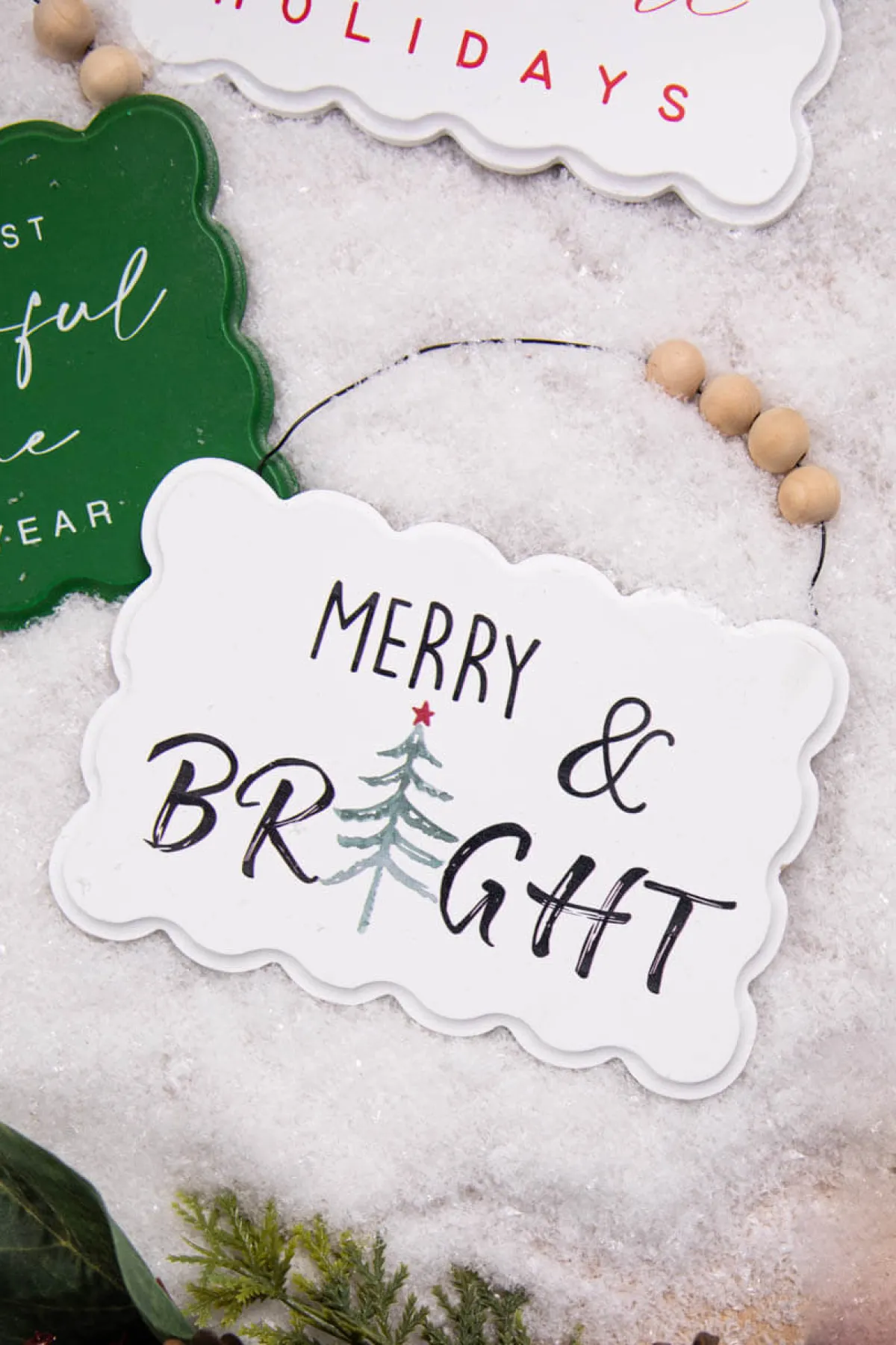 Decorator's Warehouse Christmas Accents^6.6” Wood Holiday Sign Ornament