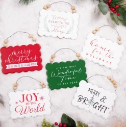 Decorator's Warehouse Christmas Accents^6.6” Wood Holiday Sign Ornament