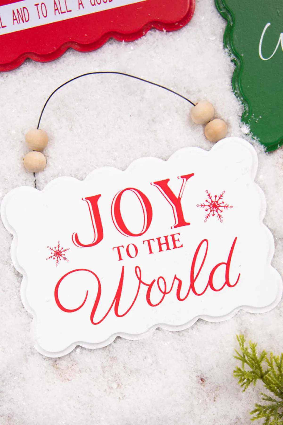 Decorator's Warehouse Christmas Accents^6.6” Wood Holiday Sign Ornament
