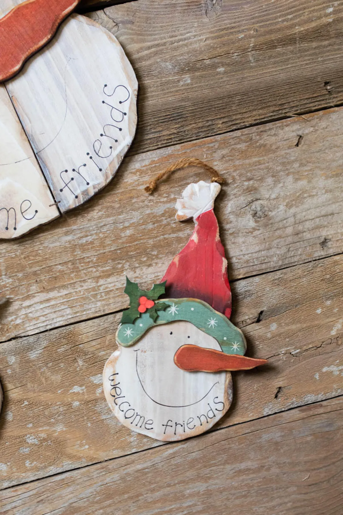 Decorator's Warehouse Christmas Accents^18" Wood Snowman Head Wall Decor - Set Of 3