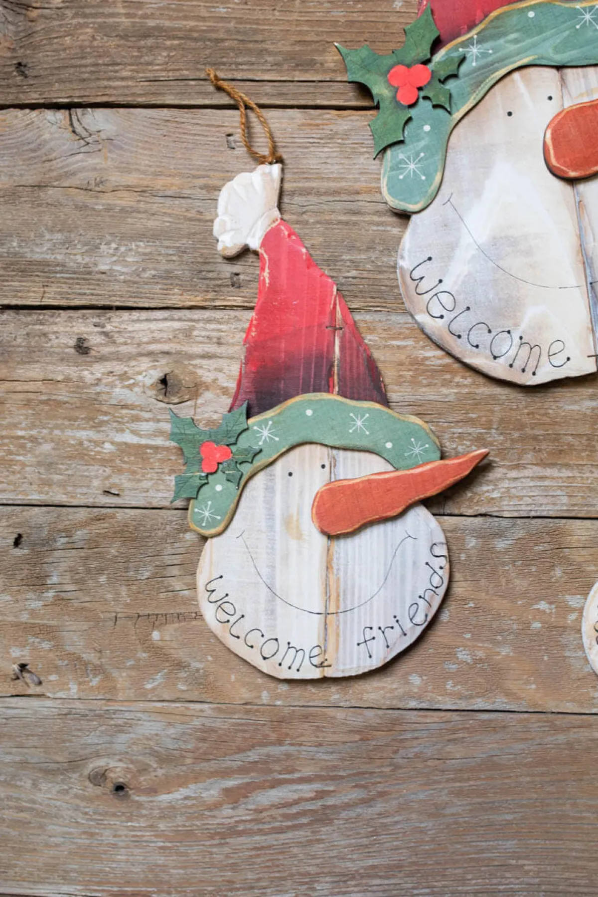 Decorator's Warehouse Christmas Accents^18" Wood Snowman Head Wall Decor - Set Of 3