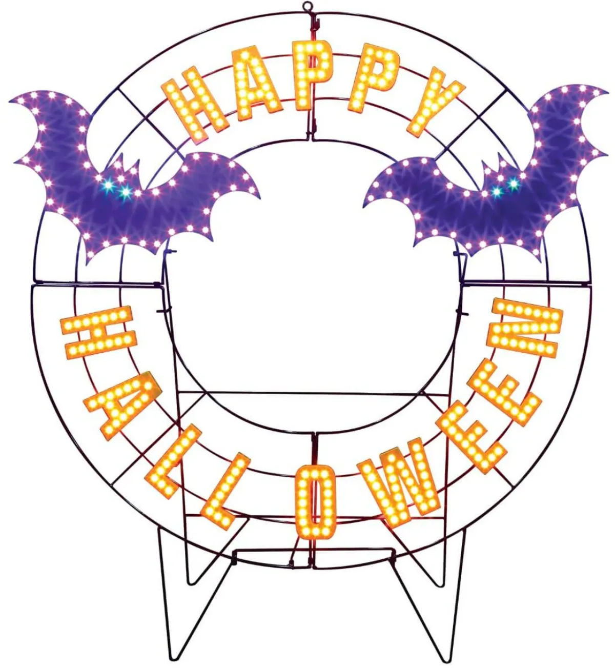 Decorator's Warehouse Outdoor Lighting^40" Wreath - Happy Halloween With Bats With 293 Lights