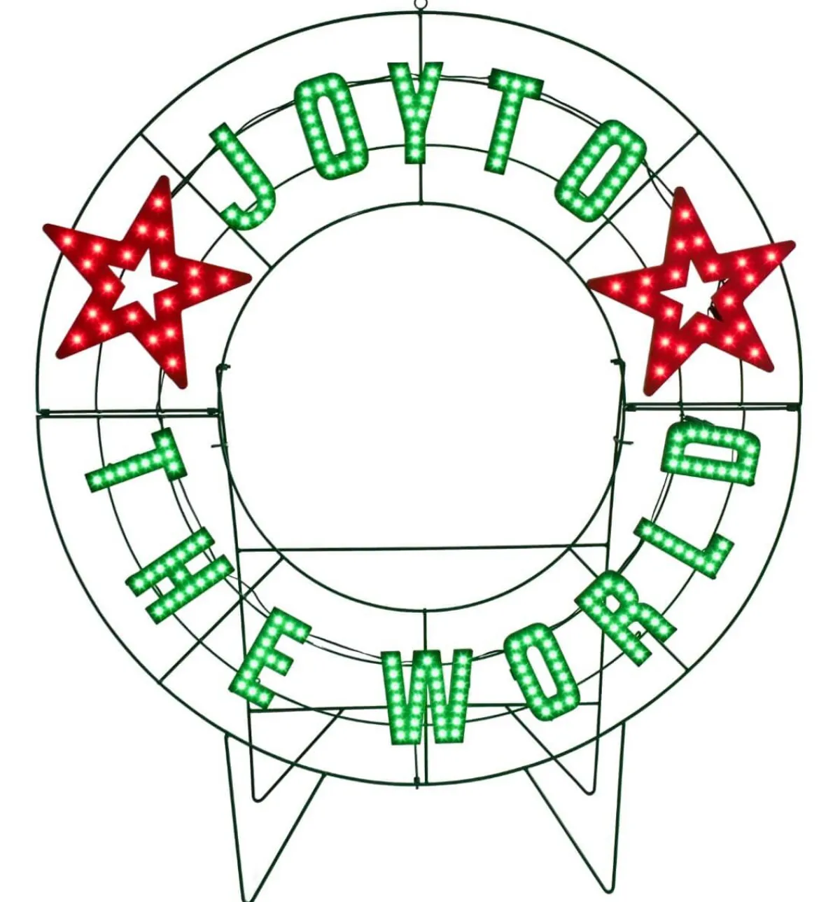 Decorator's Warehouse Outdoor Lighting^40" Wreath - Joy To The World With Stars With 223 Lights