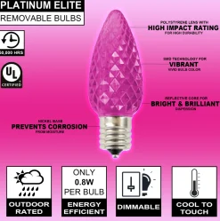 Decorator's Warehouse Bulbs|Outdoor Lighting^C9 Platinum Elite LED SMD Bulb (25 Bulbs/bag) - Faceted, Pink