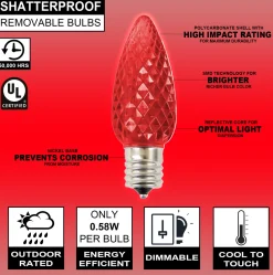 Decorator's Warehouse Bulbs|Outdoor Lighting^C9 Wonderful LED SMD Bulb (25 Bulbs/bag) - Faceted, Red