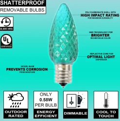 Decorator's Warehouse Bulbs|Outdoor Lighting^C9 Wonderful LED SMD Bulb (25 Bulbs/bag) - Faceted, Teal
