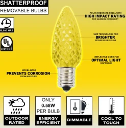Decorator's Warehouse Bulbs|Outdoor Lighting^C9 Wonderful LED SMD Bulb (25 Bulbs/bag) - Faceted, Yellow