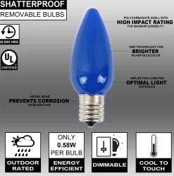 Decorator's Warehouse Bulbs|Outdoor Lighting^C9 Wonderful LED SMD Bulb (25 Bulbs/bag) - Frosted, Blue