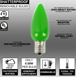 Decorator's Warehouse Bulbs|Outdoor Lighting^C9 Wonderful LED SMD Bulb (25 Bulbs/bag) - Frosted, Green