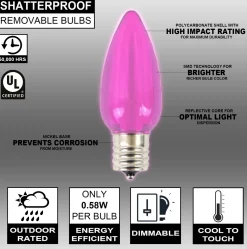 Decorator's Warehouse Bulbs|Outdoor Lighting^C9 Wonderful LED SMD Bulb (25 Bulbs/bag) - Smooth, Pink