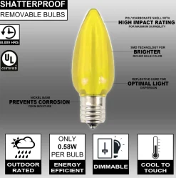 Decorator's Warehouse Bulbs|Outdoor Lighting^C9 Wonderful LED SMD Bulb (25 Bulbs/bag) - Smooth, Yellow