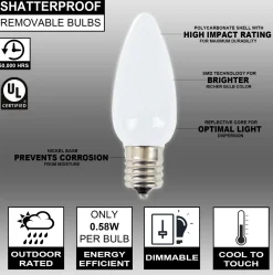 Decorator's Warehouse Bulbs|Outdoor Lighting^C9 Wonderful LED SMD Bulb (25 Bulbs/bag) - Frosted, Pure White