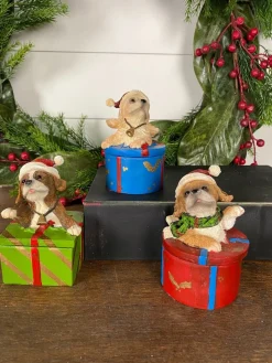 Decorator's Warehouse Christmas Accents^Dog Gift Box Holiday Accent