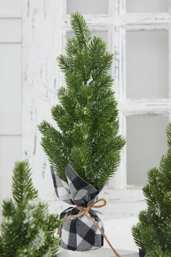 Decorator's Warehouse Christmas Accents^Flocked Pine Tree With Plaid Fabric - Large