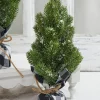 Decorator's Warehouse Christmas Accents^Flocked Pine Tree With Plaid Fabric - Medium