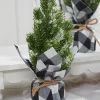 Decorator's Warehouse Christmas Accents^Flocked Pine Tree With Plaid Fabric - Small