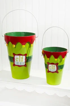 Decorator's Warehouse Christmas Accents^Green With Red Elf Treats Bucket Set