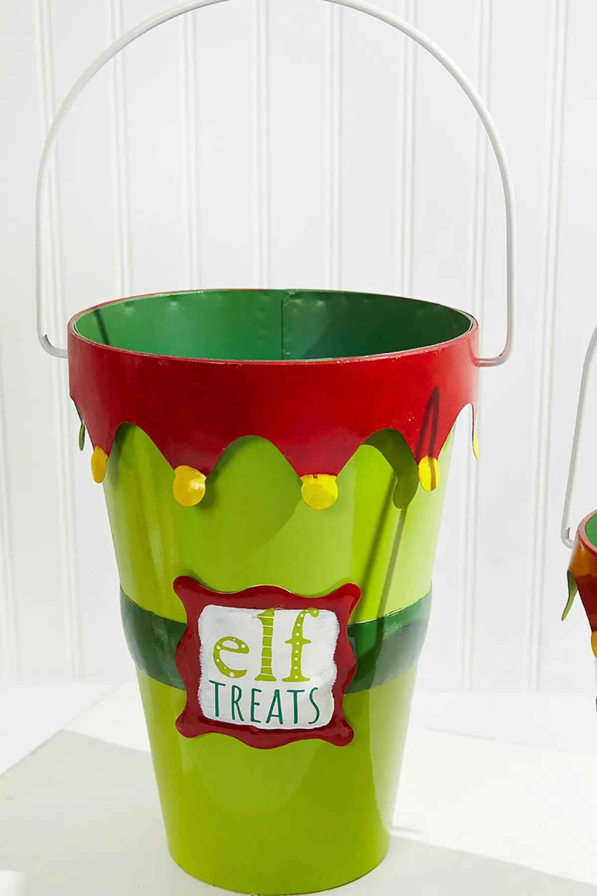 Decorator's Warehouse Christmas Accents^Green With Red Elf Treats Bucket Set