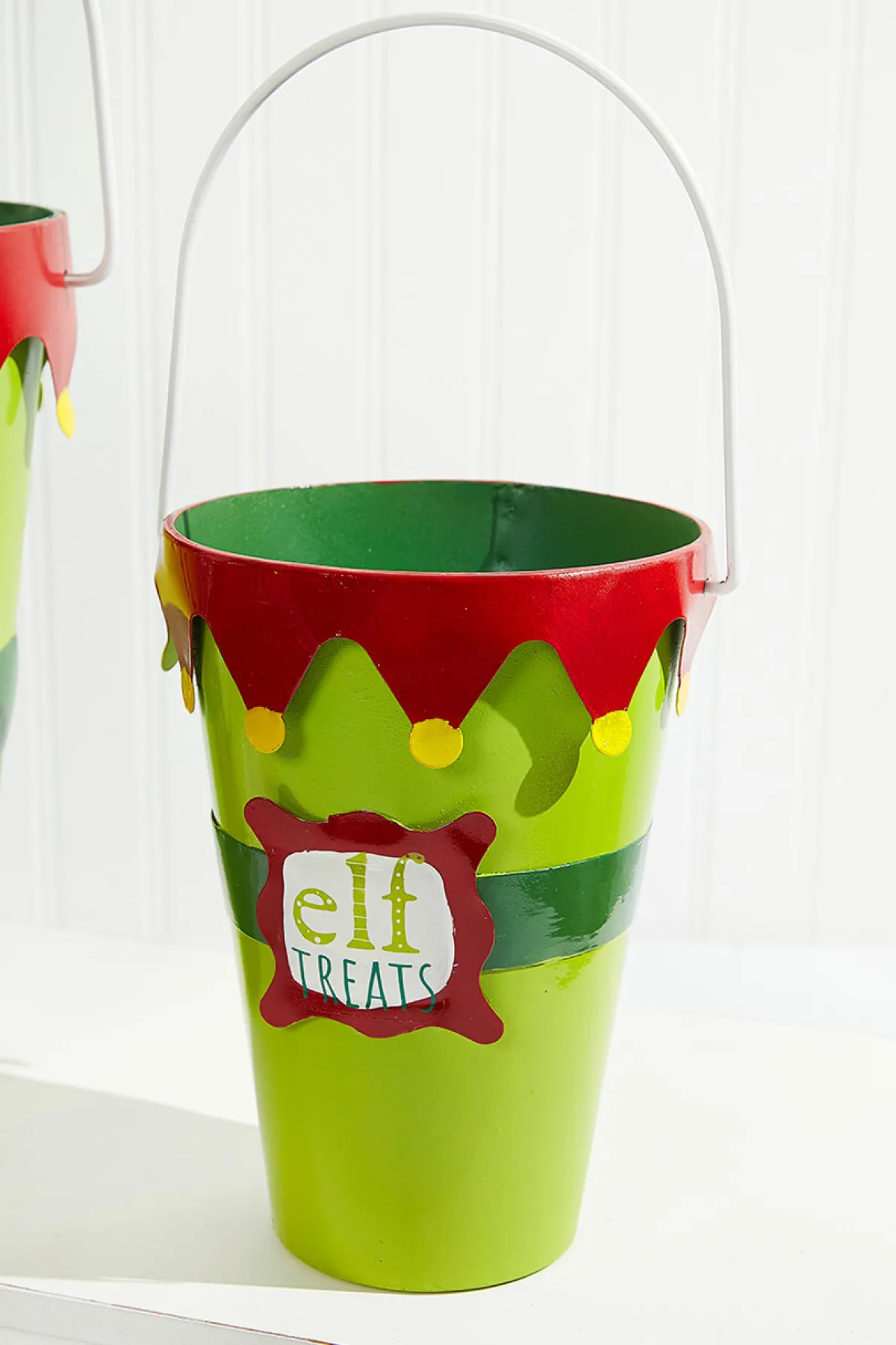 Decorator's Warehouse Christmas Accents^Green With Red Elf Treats Bucket Set