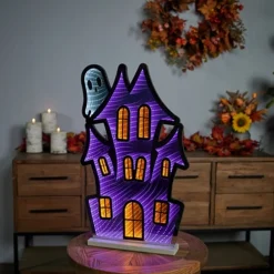 Decorator's Warehouse Infinity Lights|Indoor Lighting^23.5"H Haunted House With Ghost Infinity Light