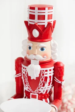 Decorator's Warehouse Christmas Accents^20"H Nutcracker With Tray - Red & White