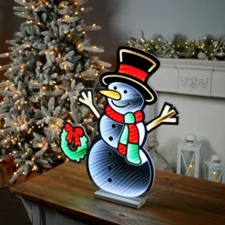 Decorator's Warehouse Infinity Lights|Indoor Lighting^23.5"H Snowman With Wreath Infinity Light