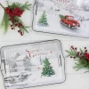 Decorator's Warehouse Christmas Accents^17.3”L Holiday Farmhouse Red Truck Scene Tray