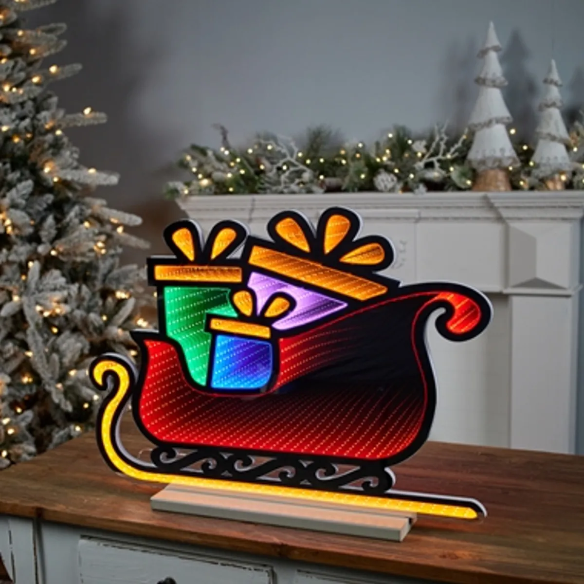 Decorator's Warehouse Infinity Lights|Indoor Lighting^24.5"L X 18"H Sleigh With Packages Infinity Light