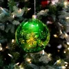 Decorator's Warehouse Christmas Accents^Large Glass Light Up Green Ball