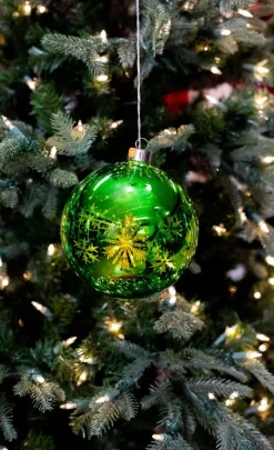 Decorator's Warehouse Christmas Accents^Large Glass Light Up Green Ball