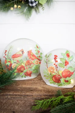 Decorator's Warehouse Christmas Accents^Lighted Glass Disc - Set Of 2