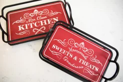 Decorator's Warehouse Christmas Accents^Metal & Wood Engraved Holiday Trays - Set Of 2