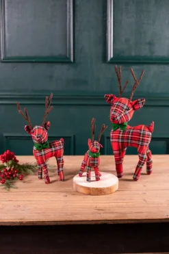 Decorator's Warehouse Christmas Accents^Plush Plaid Reindeer - Set Of 3