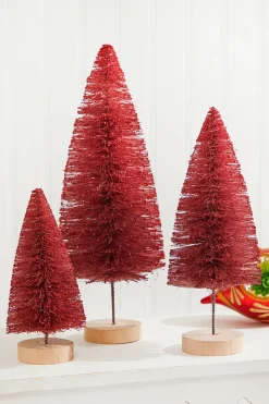 Decorator's Warehouse Christmas Accents^Red Bottle Brush Tree - Set Of 3