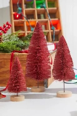 Decorator's Warehouse Christmas Accents^Red Bottle Brush Tree - Set Of 3